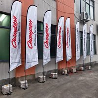 Drapeaux publicitaires personnalisés avec logo et support, impression par transfert thermique, drapeau de plage réutilisable pour affichage extérieur