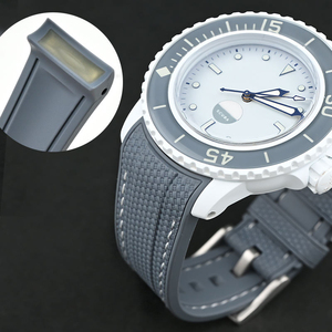 Bracelet de montre en caoutchouc en promotion pour <span class=keywords><strong>Swatch</strong></span> Blancpain, bracelet de remplacement en TPU avec extrémités courbées 22 mm pour montre 5 OCEANS - Product Image 2