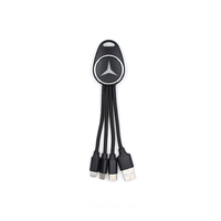 Gadget USB Promosi Kabel Charger USB LED 3 in 1 Tipe C Pendek 14CM dengan Gantungan Kunci Nylon, Ide Hadiah Murah