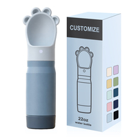 Précommande – Bouteille pour animaux de compagnie en acier inoxydable 18/8 sans BPA avec logo personnalisé, motif patte de chat, tasse à eau 2-en-1 pour chien, idéale pour la randonnée