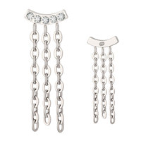 ASTM F136 anting-anting Titanium untuk wanita Titanium CZ dengan rantai menjuntai berulir internal anting-anting tulang rawan atas perhiasan tindik