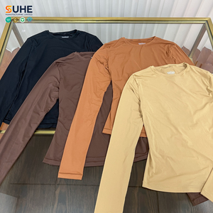 T-shirt streetwear à manches longues SUHE pour femme, col rond sans couture, ajusté, extensible, basique, idéal pour la superposition - Product Image 4