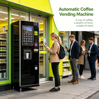 Distributeur automatique de café commercial 24h/24, kiosque à café libre-service sans personnel, paiement multiple, fabrication directe OEM