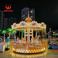 Manège de luxe pour parc d'attractions extérieur, équipement de terrain de jeux commercial, carrousel pour enfants 8 places