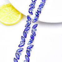 1 Yard Chaîne à griffes 3D en strass œil de cheval, garniture en cristal DIY pour collier, à coudre sur vêtements, verre ABS, bagages, diamant à souder scintillant