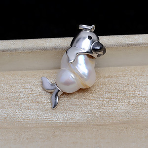 Colgante de Perla Barroca con Sello en Forma de Animal, Plata S925 5287, Accesorios de Joyería DIY para Mujer, Perlas Sueltas - Product Image 3
