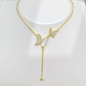 wholesale plata 925 silver Minimalist Yellow Gold Plated party necklace round engraved summer shell butterfly <b>charm</b> necklaces - Product Image 5