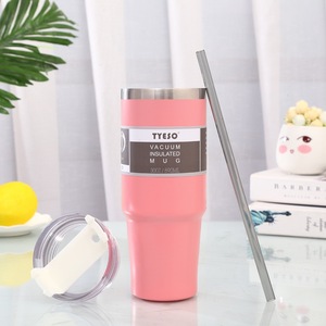 Realizza bicchiere da 30 once in acciaio inossidabile isolato sottovuoto per bambini bicchiere da caffè nero opaco da viaggio con <span class=keywords><strong>tazza</strong></span> termica in paglia - Product Image 6