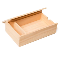 Boîte de rangement rectangulaire en bois de pin avec logo personnalisé, fabriquée à la main, avec impression par estampage