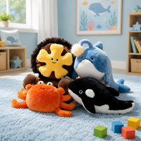 Peluche OEM Animaux marins mignons : Tigre, Baleine, Ourson de mer, Crabe réaliste anti-stress, Coussin Poisson-lampe - Super