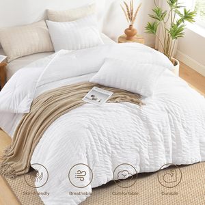 Juego de Edredón Seersucker Queen (90x90 Pulgadas), 3 Piezas - Edredón Ligero de Tela Lavada 100% Suave con 2 Fundas de Almohada - Product Image 3