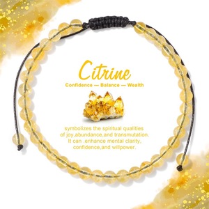 Wholesale Healing Crystal Woven Bracelet 4mm Round Natural Stone Adjustable Cord with Paper Info Card Customizable - Product Image 6