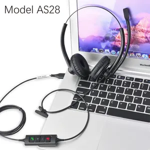Penjualan pabrik 2024 Headset pusat panggilan Casque Stereo berkabel Headphone Noise Cancelling USB dengan mikrofon dinamis untuk komputer