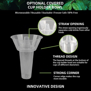 Bán hàng nóng cấp thực phẩm cốc nhựa dùng một lần với bát ăn nhẹ thực phẩm và đồ uống tất cả-trong-một thiết kế sáng tạo nhựa ăn nhẹ bát - Product Image 3