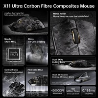 Souris de jeu ATTACK SHARK X11 ULTRA en fibre de carbone, revêtement nano-métallique sans fil, 8K PAW3950MAX, micro-interrupteurs optiques Omron
