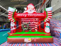 Château gonflable publicitaire de Noël avec toboggan aquatique pour enfants, petite machine distributrice, jeux de carnaval, ballons