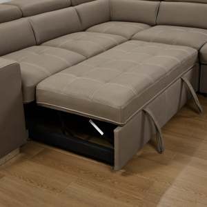 105&quot; <strong>Sectional</strong> <strong>Sofa</strong> <strong>with</strong> <strong>Adjustable</strong> <strong>Headrest</strong> ,Sleeper <strong>Sectional</strong> Pull Out Couch Bed <strong>with</strong> Storage Ottoman and 2 Stools, Light Brow
