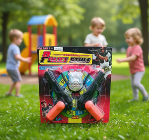 Potente set di pistole giocattolo in plastica stile polizia per bambini dai 3 anni in su, funzionamento manuale, modello 38EF-4 - Product Image 2