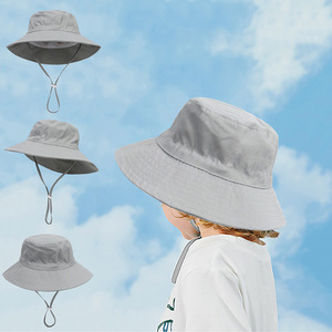 Sombrero de protección solar de verano para niños Poliéster personalizado Niños Niño Cordón personalizado Cubo Sombreros de playa con cuerda - Product Image 2