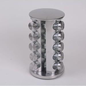 Organizador de cocina de acero inoxidable SYH1183, cajón de Metal, tarro de especias giratorio de madera, estante de almacenamiento de condimentos, diseño de uso de gabinete - Product Image 2