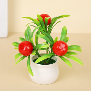 Planta artificial en maceta con forma de fruta de la suerte, 12x11cm, adorno de escritorio para decoración de Año Nuevo Chino, estilo bonsái. - Product Image 2