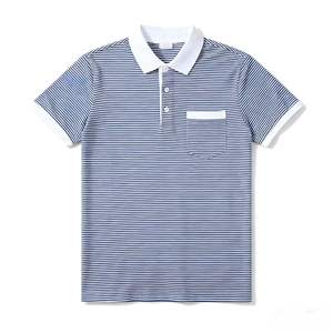 2026 नए डिजाइन लघु आस्तीन पोलो टी शर्ट नीचे कॉलर पुरुषों की धारीदार पुरुषों की गोल्फ लैपल पोलो शर्ट - Product Image 1