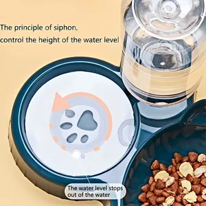 3 in 1 <b>Automatic</b> Cat Feeder & <b>Water</b> <b>Dispenser</b> Double Bowl Plastic Pet Food Container for Small Dogs & Cats - Product Image 5