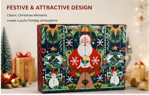 Luxury Cartoon Print 24 Day Advent <b>Calendar</b> Box Double Door Rigid Paperboard Christmas Mystery Box for Cosmetic Beauty Gift - Product Image 5