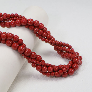 خرز دائري بلون أحمر مرجاني بحجم 4-10 مم بأسعار الجملة لصناعة القلائد - Product Image 3