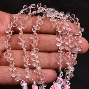 AAA Quartz Rose Hydro Gemstone 6x4mm Facettes Poire Briolette Perle Rose Couleur Quartz Semi-Précieux Gemme Perle Pour La Fabrication De Bijoux - Product Image 3