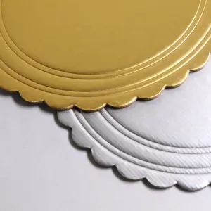 Bandeja de postre de tablero de base de pastel en relieve de papel de aluminio de grado alimenticio