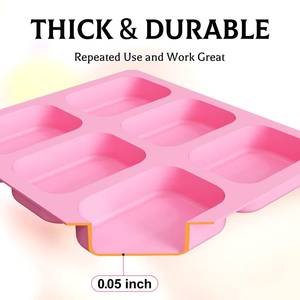 MUYULINS Factory 6-Cavity Rectangular Shape Maker LFGB Platinum Non-Stick BPA-Free <b>Silicone</b> Soap Mold - Product Image 2