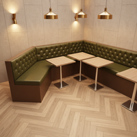 Ensemble de canapés en cuir contemporain haut de gamme et durable pour restaurants et boîtes de nuit, banc d'angle vert
