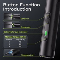 Juego de Destornilladores Eléctricos Inalámbricos de 3.7V, 33 Puntas Magnéticas, 5Nm, 1500mAh Recargables con Luz LED, Kit de Reparación de Precisión