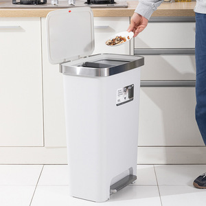 Cubo de Basura Grande de Doble Tapa de 45L con Pedal para Cocina, Uso Interior - Product Image 2