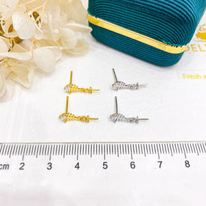 Pendientes de Plata S925 con Cuentas de 7-10 mm, Accesorio de Perlas para DIY, Pendientes de Plata con Diseño de Espina de Pescado 21142, Accesorio de Moda, Soporte Vacío - Product Image 2