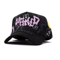 Casquette de baseball sportive en suède Dobby Sombrero G5 Gorras Fino à 5 panneaux avec broderie 'WORLD' et design unisexe