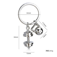 Promotion Porte-clés de gym personnalisé avec logo, accessoires de musculation, mini haltère 3D en métal, cadeaux de motivation fitness