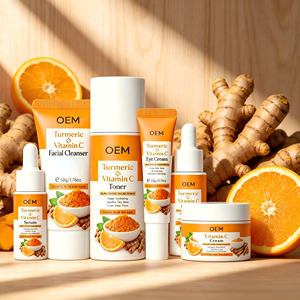 Ensemble de soins de la peau au curcuma et à la vitamine C, marque privée, éclaircissant, rajeunissant, crème pour le visage, tonique, sérum, ensemble de soins de la peau au curcuma - Product Image 1