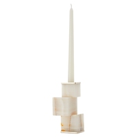 Stonekocc luxe blanc Oxyn pierre épissage marbre fait à la main résistant à la chaleur écologique vertical bougeoir ornement de table