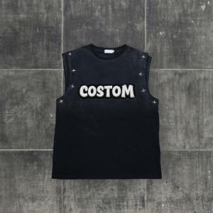 Camiseta sin mangas para hombre, estilo urbano, con estampado de letras, tejido de punto, hombros caídos, 100% algodón, 280g, alta calidad, venta al por mayor, personalizada - Product Image 4
