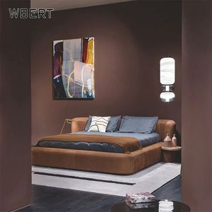 WBERT Cama doble de cuero minimalista italiano Moderno Simple 1,8 m Bolsa suave Dormitorio principal Diseño cómodo Cama Tatami - Product Image 2