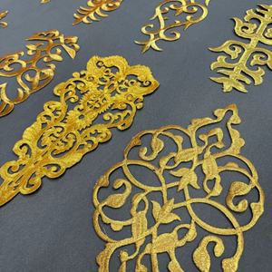 Zsy bán buôn sắt trên Thêu Hoa Vàng guipure ren trang trí đính vá cho Ấn Độ Bridal Wedding Evening Dress - Product Image 4