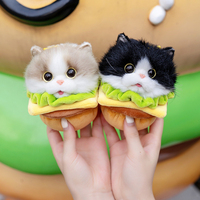 Vente directe usine : Adorables porte-clés en peluche en forme de tête de chat, porte-clés en forme de hamburger et de frites, breloques de sac