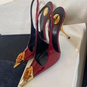 9CM/7CM Talons Chic Slingback Closed Toe Sexy Shoes <b>Pumps</b> Black Heels for Women Ladies - Product Image 2