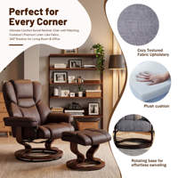 Fauteuil pivotant moderne avec ottoman, revêtement en cuir PU, base en métal, dossier rembourré en mousse à mémoire de forme, meubles de salon électriques