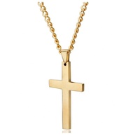 Collier personnalisé avec croix chrétienne en acier inoxydable plaqué or 18 carats, pendentif en forme de corde gravé au laser avec lettres, pour hommes et femmes