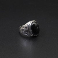 Bague de Base en Agate noire pour hommes, argent 925, nouvel arrivage, 10 pièces