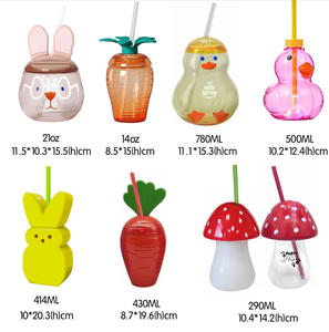 Carrot Shaped Eco-Friendly PS Tumbler for Kids Parties 15 Oz Capacity Lid Straw American Made Vietnam - Product Image 2