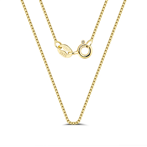 RINNTIN SC07 Fiine Jewelry Genuine 925 Sterling Silver <strong>Chain</strong> 0.6mm <strong>14K</strong> <strong>Gold</strong> Plated Box <strong>Chain</strong> for Necklace - Product Image 1